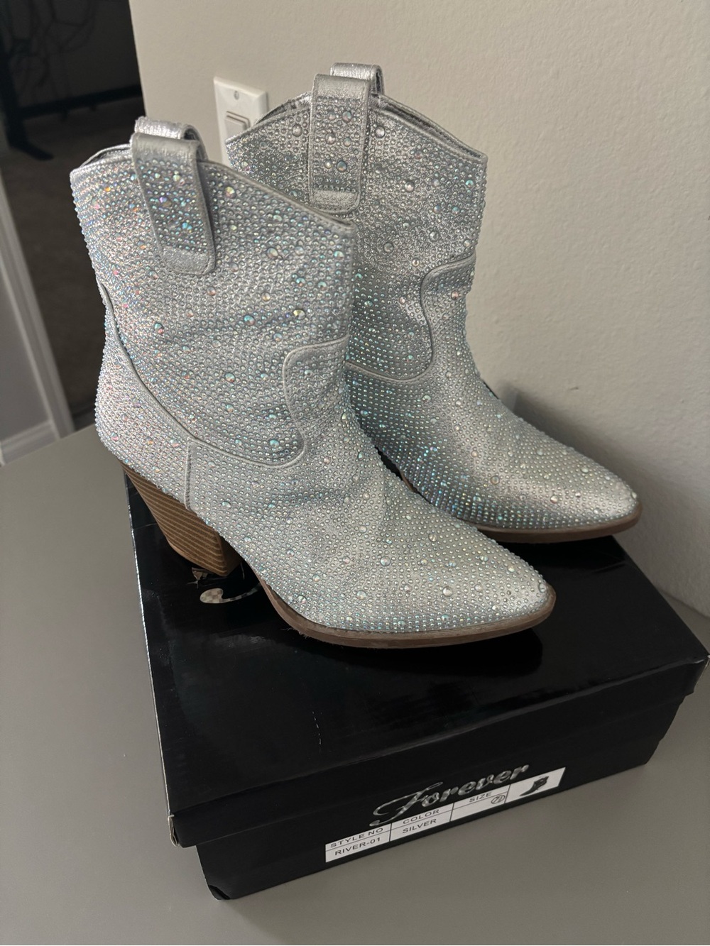 Forever Silver Rhinestone Boots - Picture 2 of 6